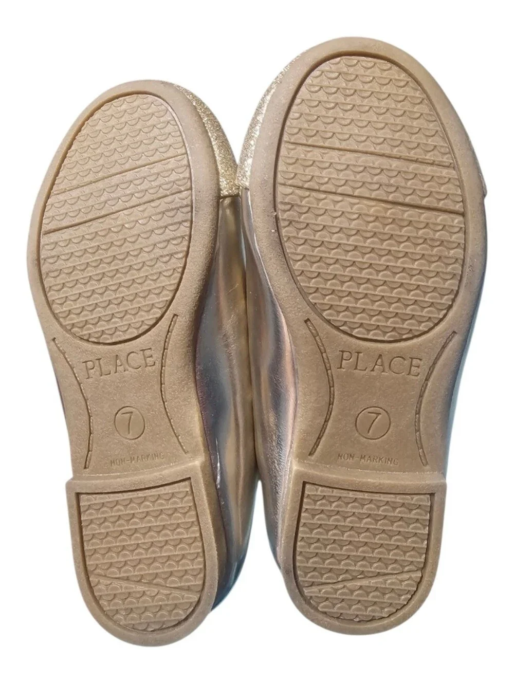 Children's Place Girls' Gold Glitter Ballet Flats